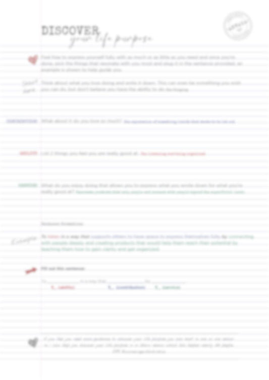 Life purpose worksheet